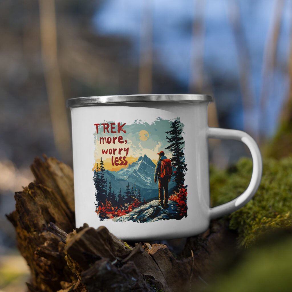 Trek more, worry less Enamel Mug
