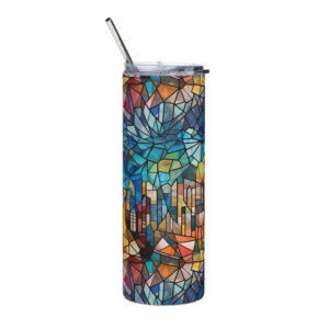 Vibrant colorful stained glass Stainless steel tumbler
