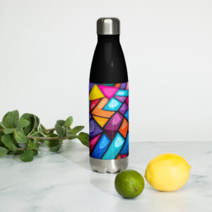 Abstract geometric pattern stainless steel water bottle