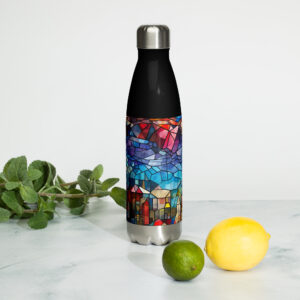 Stained glass abstract art stainless steel water bottle