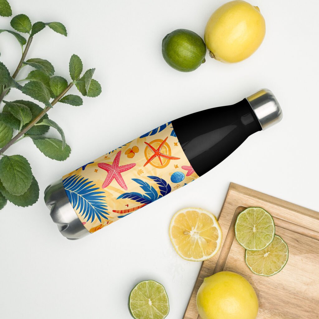 Seaside Harmony: Nautical Summer Patterns Stainless steel water bottle