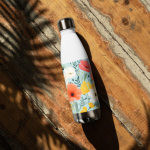Colorful summer hibiscus pattern stainless steel water bottle