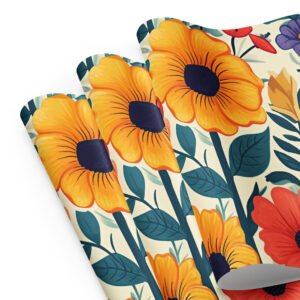 Large sunflower summer pattern wrapping paper sheets