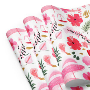 Pink summer flowers pattern wrapping paper sheets