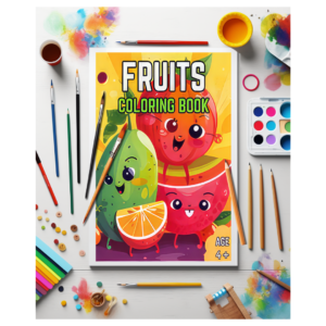 Fruits Coloring Book: Apple, Grape, Lychee, Mango, Watermelon and Many More, Ages 4 and Above