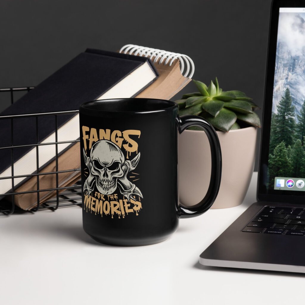 Fangs for the memories Black Glossy Mug