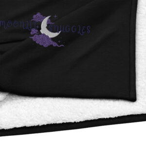 Moonlit snuggles embroidered premium sherpa blanket