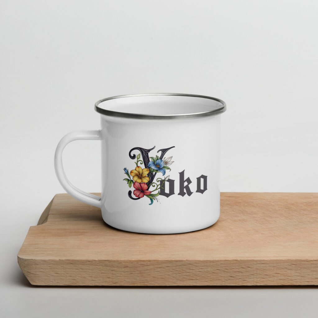 Personalized Bloom and Blossom camper Enamel Mug
