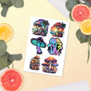 6 set vibrant mushroom Sticker sheet
