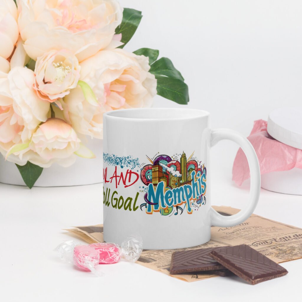 Memphis White glossy mug