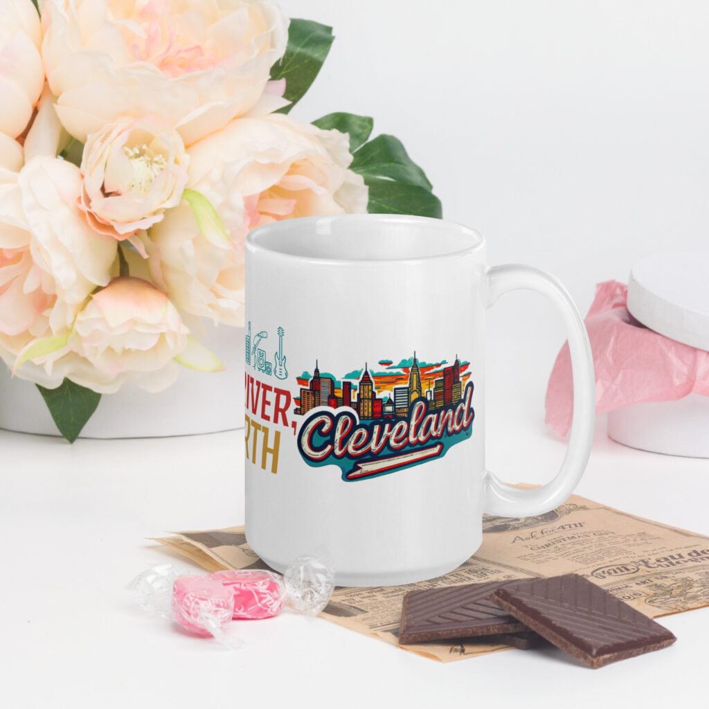 Cleveland White glossy mug