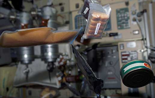 Floating food in space